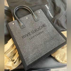 Saint Laurent Rive Gauche gray wool tall tote his or hers